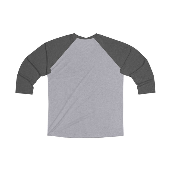 Back view of the Portland is for Lovers 3/4 raglan tee with gray sleeves, celebrating PDX charm.