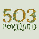 503 Floral Area Code design featuring greenery and flowers, representing Portland, Oregon in a stylish tee.