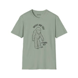 What Are You Looking At t shirt featuring a sasquatch and humorous text on a green background.