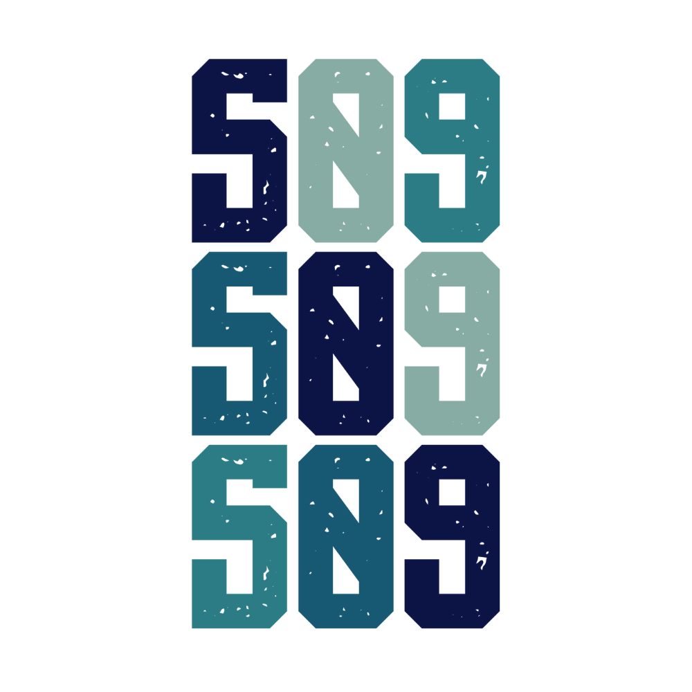 509 Area Code Coffee Tumbler design featuring the 509 area code in multiple colors.