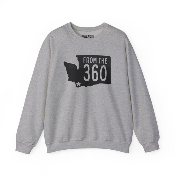From the 360 Vancouver cozy sweatshirt showcasing Washington state silhouette and bold text.