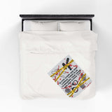The Crime Scene Snuggle Lightweight Blanket for True Crime Lovers featuring bold crime scene tape and clever poem.
