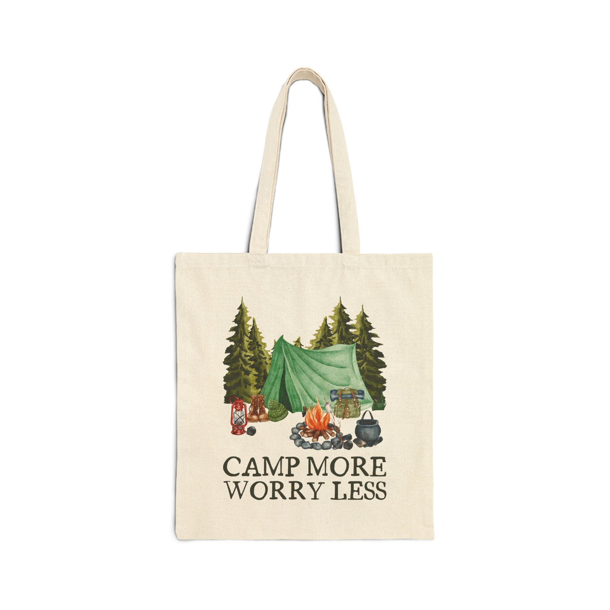 Camp More Worry Less Cotton Canvas Tote Bag