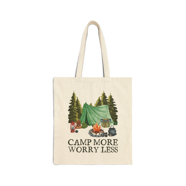 Camp More Worry Less Cotton Canvas Tote Bag