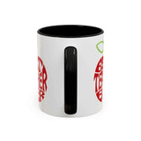 Best Teacher Ever Mug with bold red apple graphic on glossy white body and contrasting black handle.
