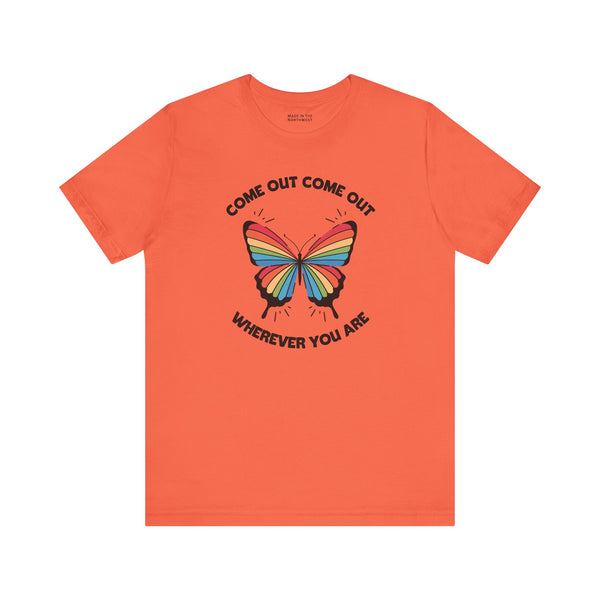 Come Out Wherever You Are Pride Butterfly Premium Soft Tee