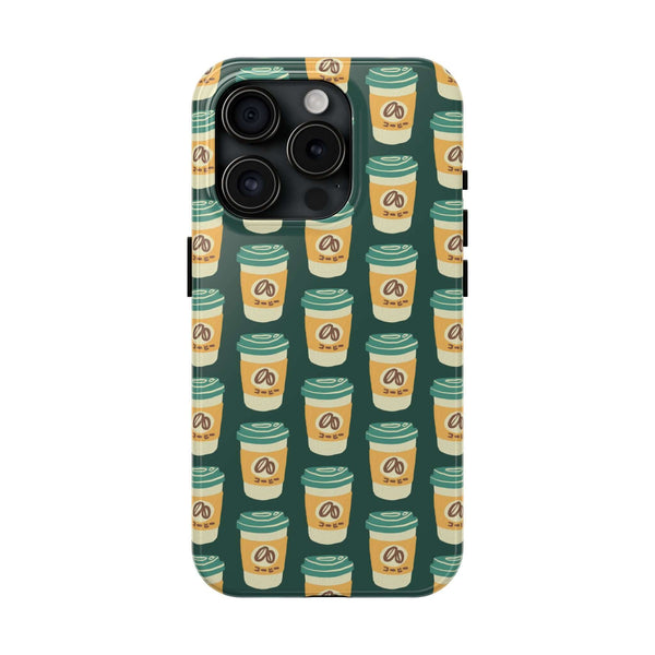 East Meets Roast tough phone case featuring Asian-inspired coffee cup design, perfect for coffee lovers and minimalist style.