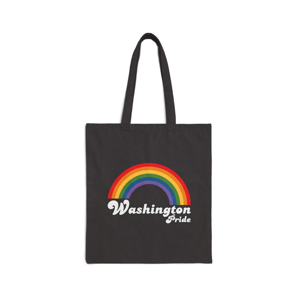 Retro Rainbow Washingon Pride Cotton Canvas Tote Bag