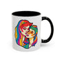Pride Lesbian Couple Mug featuring colorful artwork of two women sharing a tender moment.
