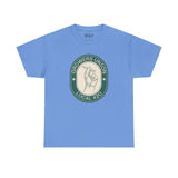 Grower's Union Local 420 Athletic Tee with hand holding a joint graphic on blue shirt, embracing 420 culture.