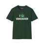 I Marijuana Vancouver T Shirt featuring a green graphic tee with a marijuana leaf design.