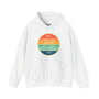 White Portland Edition Hoodie with colorful Left Coast round logo featuring text "Portland, Oregon, Est. 1845, USA" celebrating Pacific Northwest.