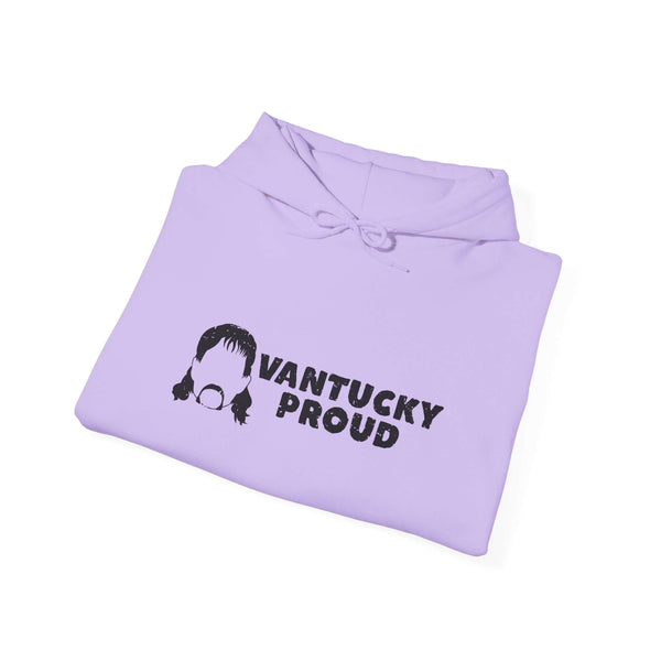 Vantucky Proud Rusty McCoy hoodie in lavender with iconic graphic design, symbolizing resilience and pride.