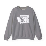 Grey sweatshirt featuring Washington state silhouette with 