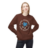 More Espresso Less Depresso Sweatshirt – Cozy Coffee Crewneck featuring a cheerful blue coffee mug design.
