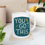 You Got This Mug featuring hand-lettered design in teal and gold accents on a glossy ceramic mug.