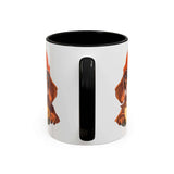 Hipster Dog Mug featuring a playful design of a dog with glasses and an orange beanie.