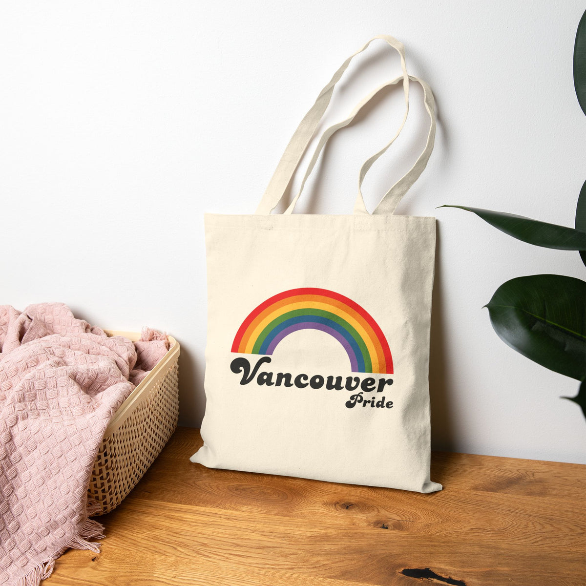 Retro Rainbow Vancouver Pride Cotton Canvas Tote Bag