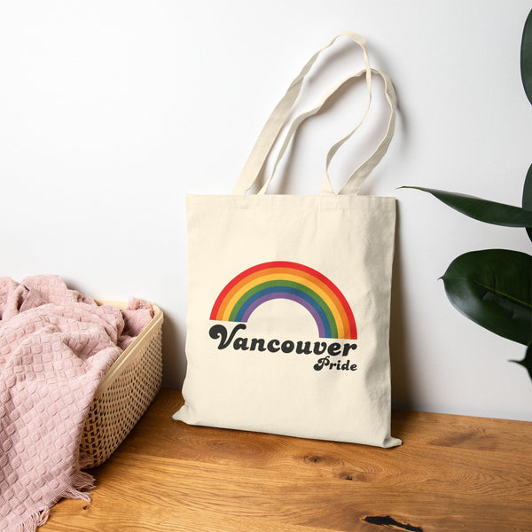 Retro Rainbow Vancouver Pride Cotton Canvas Tote Bag
