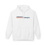 Retro Vancouver Hoodie featuring minimalist Vancouver graphic and soft retro stripes on a white background.