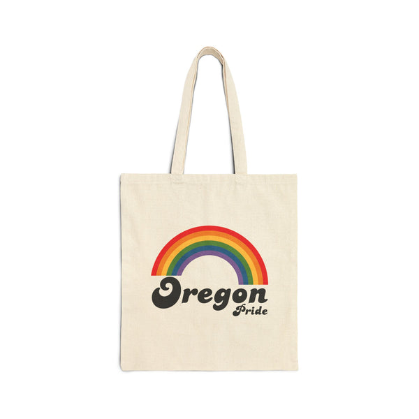Retro Rainbow Oregon Pride Cotton Canvas Tote Bag