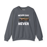 Never Say Never Vintage 80s sweatshirt featuring a classic Dodge Caravan graphic in a cozy design.