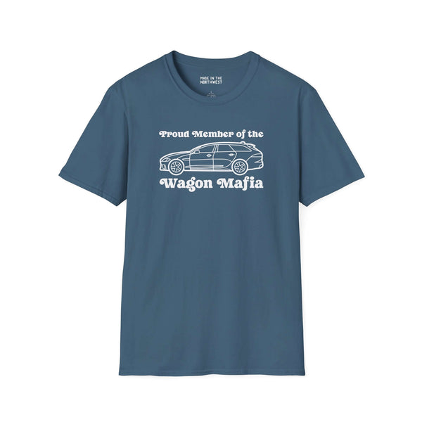 Proud Member of the Wagon Mafia softstyle t-shirt, perfect for wagon enthusiasts showcasing utility and style.
