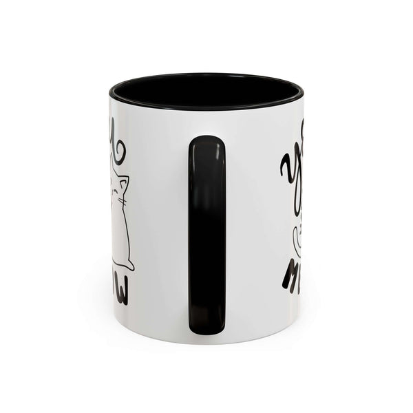 You Had Me at Meow Mug featuring minimalist cat design and hand-lettered phrase in black on glossy white.