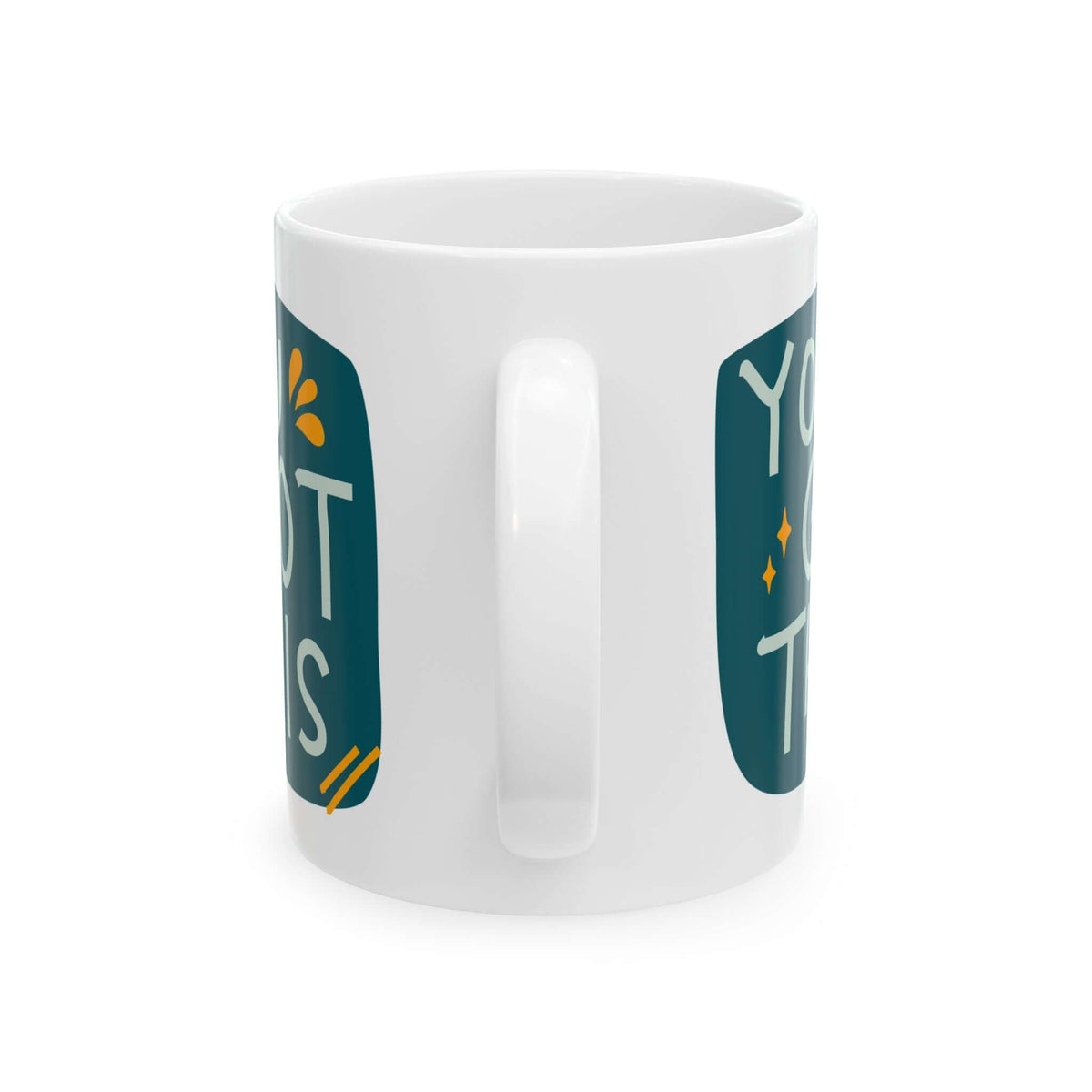 You Got This Mug featuring a glossy ceramic finish with hand-lettered design in teal and gold accents.