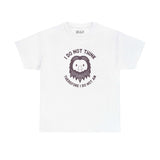 White athletic tee featuring Sasquatch face and text 
