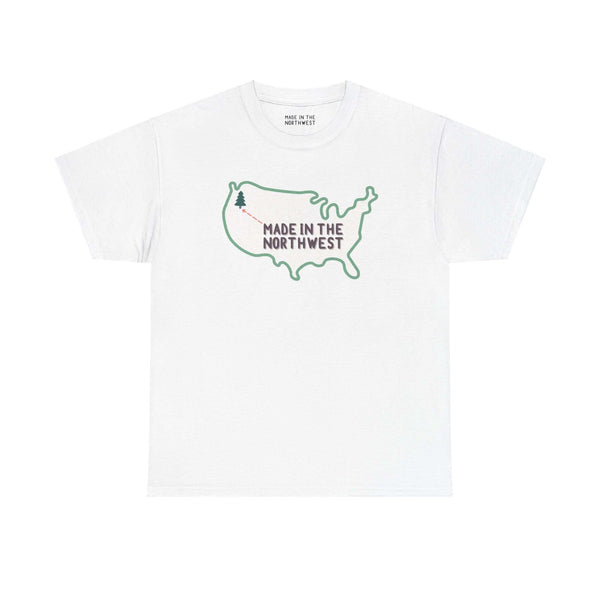 Evergreen is Where It's At Athletic Tee Show your love for the Pacific Northwest with our exclusive "Evergreen is Where it's At" athletic tee. This design features the woodgrain United States with a tree marking the PNW location, highlighted by an arrow a