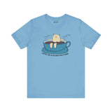 Coffee Because Adulting is Hard tee featuring a bear in a cup, perfect for caffeine lovers and casual wear.