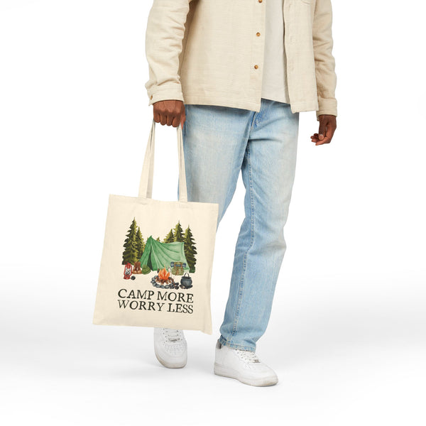 Camp More Worry Less Cotton Canvas Tote Bag