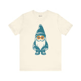 Teal gnome in daisy sunglasses graphic on soft tee, perfect for whimsical PNW-inspired style.