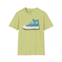 Kickin’ It in the 360 Vancouver T Shirt featuring a Converse hi-top design in green and blue.