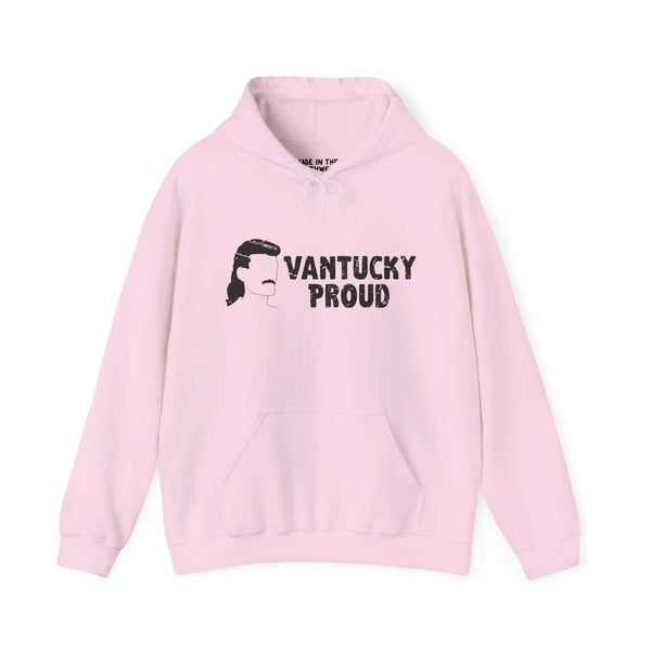 Pink Vantucky Proud hoodie featuring Billy Ray Slammer design, embodying bold and carefree attitude.