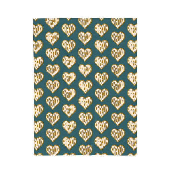 Oregon State of Mind Heart Lightweight Cozy Blanket with Oregon pattern design.