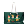 Chillin' With My Gnomies Weekender Bag design featuring playful garden gnomes for whimsical adventures.