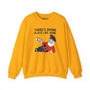 Cozy yellow gnome sweatshirt with the phrase "There's Gnome Place Like Home" featuring a playful gnome character.
