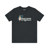Plant Seeds of Kindness premium tee with peace sign and floral design, perfect for spreading love and positivity.