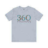 Light blue 360 Floral Area Code Vancouver tee showcasing Pacific Northwest pride with a nature-inspired design for women.