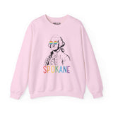 Pink sweatshirt with George Washington wearing rainbow glasses and 