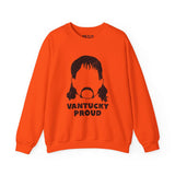 Vantucky Proud Rusty McCoy Sweatshirt in orange, featuring minimalist graphic design and bold text for resilient style.