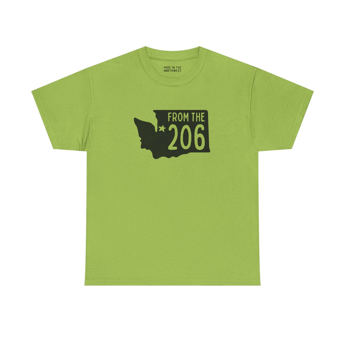 From the 206 Washington State Athletic Tee in bright green, featuring Seattle marked on the state map.