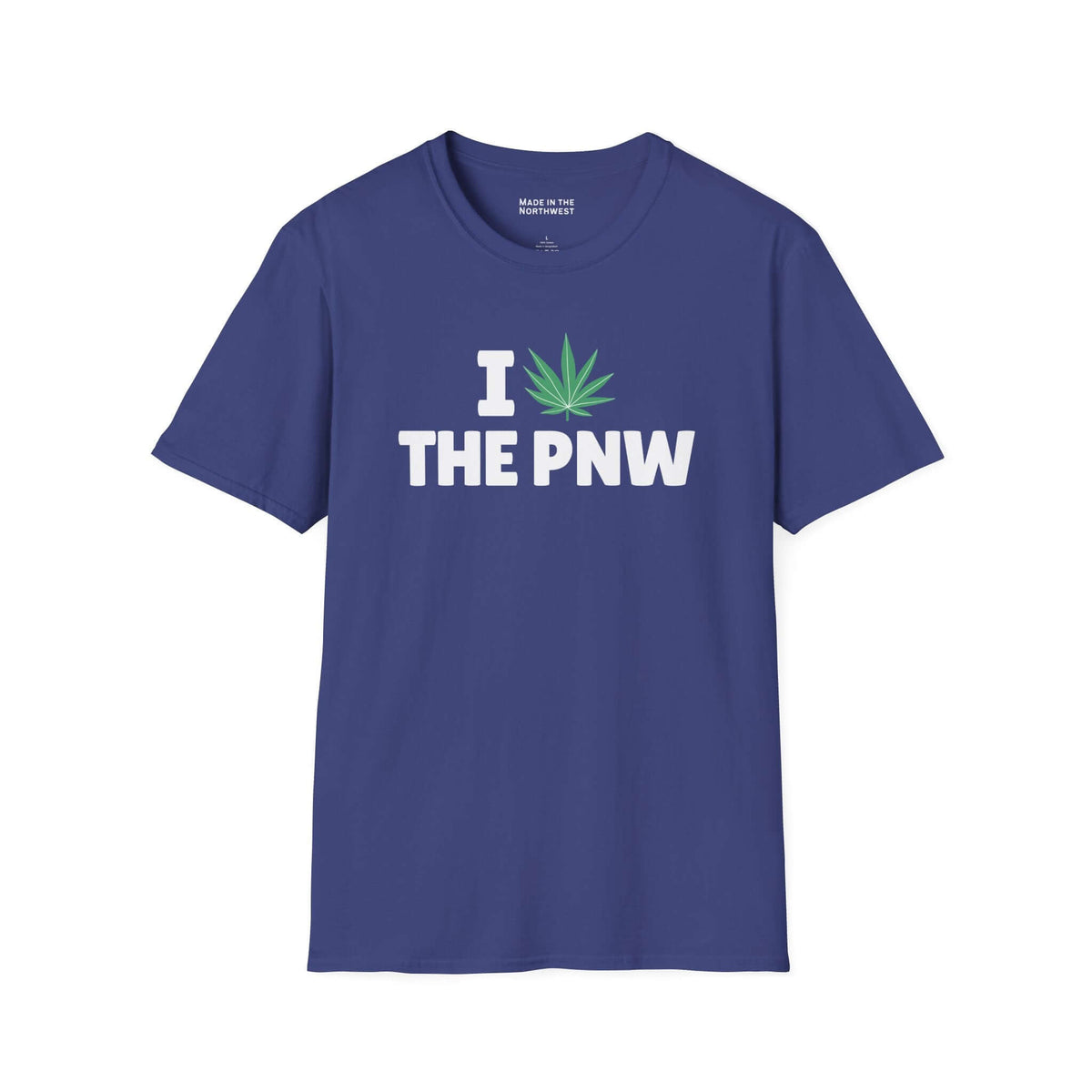 I Marijuana the PNW T Shirt in navy blue with bold graphic and minimalist design.