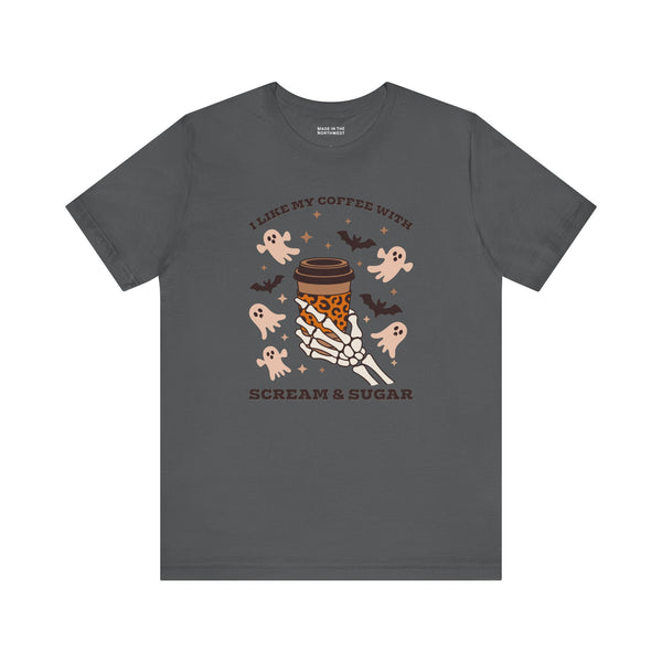 I Like My Coffee with Scream and Sugar Halloween Premium Soft Tee