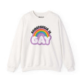 Homophobia Is Gay sweatshirt with rainbow design, cozy and colorful, perfect for proud statement wear.