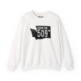 From the 509 Spokane Cozy Sweatshirt featuring Washington state silhouette and bold text design.