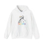 White hoodie with rainbow Tacoma text and line art of George Washington wearing rainbow glasses, celebrating Pride and inclusivity.