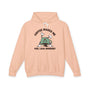 Coffee Makes Me Feel Less Murdery Hoodie in peach color featuring a playful coffee-themed design.